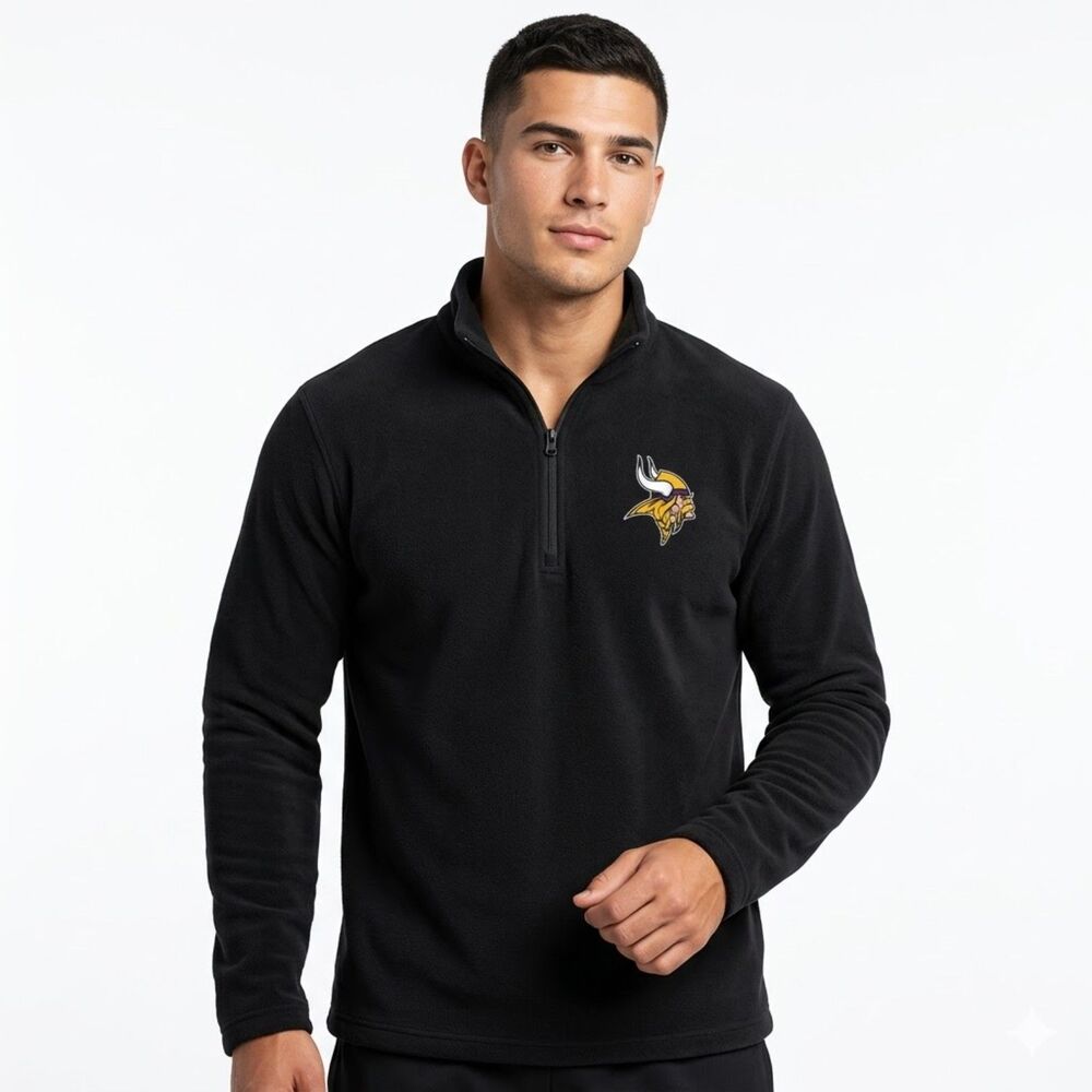 NFL Team Apparel Minnesota Vikings Men's Fleece Quarter-Zip Pullover Jacket SZ L